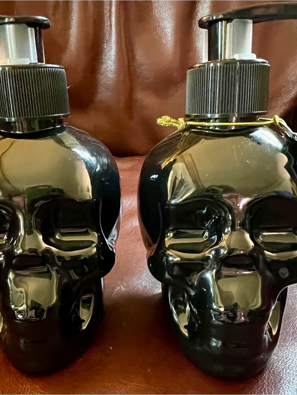 Glossy Black Skull Soap Dispenser - Decorative Pump Bottle